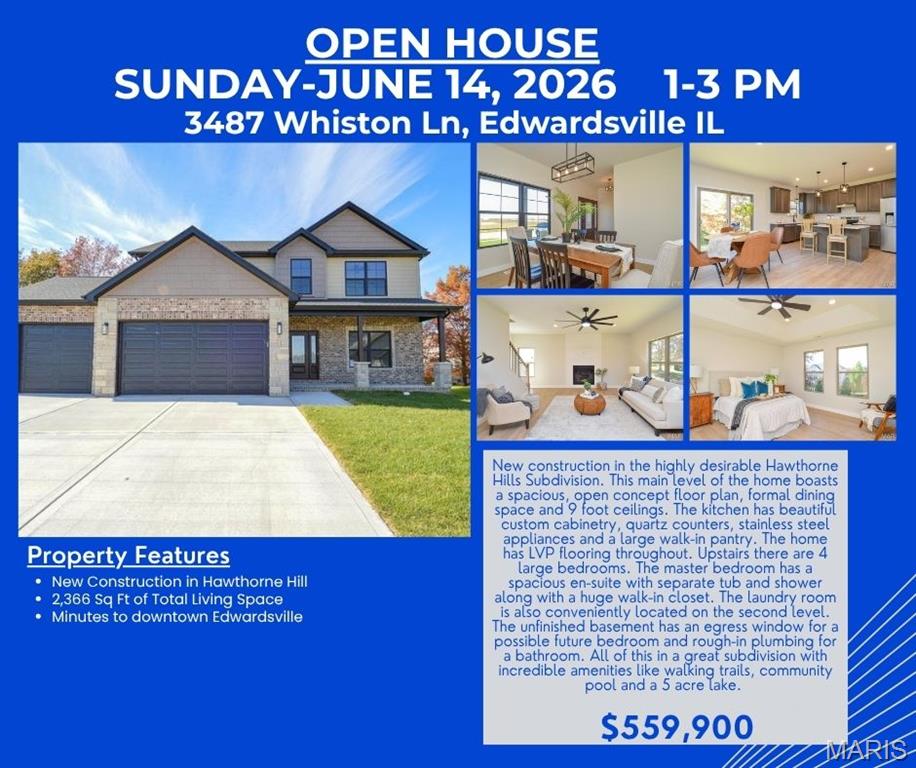 4 Bedroom, 2,366 sq. feet 3487 Whiston Lane Edwardsville, IL